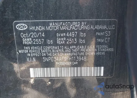 2015 Hyundai Sonata Sport from USA, damaged, VIN 5NPE34AF9FH113948